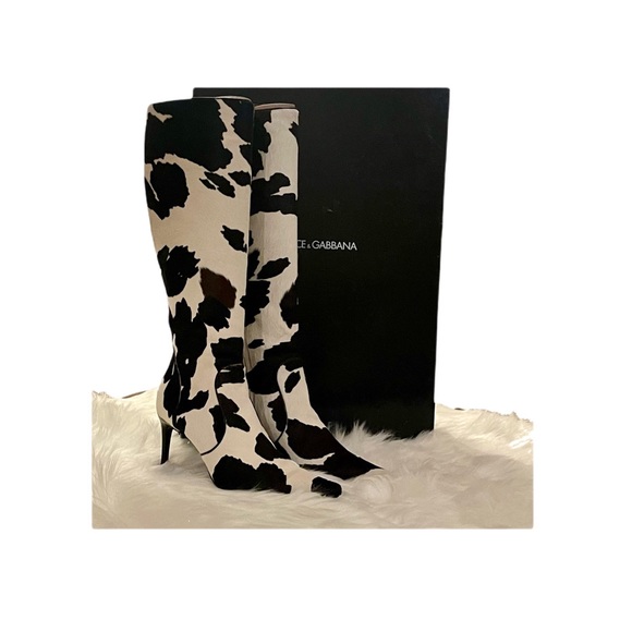 Dolce & Gabbana Cow Print Calf Hair Boots Rare Vintage Collector Size 38 (US 8) - Picture 5 of 10